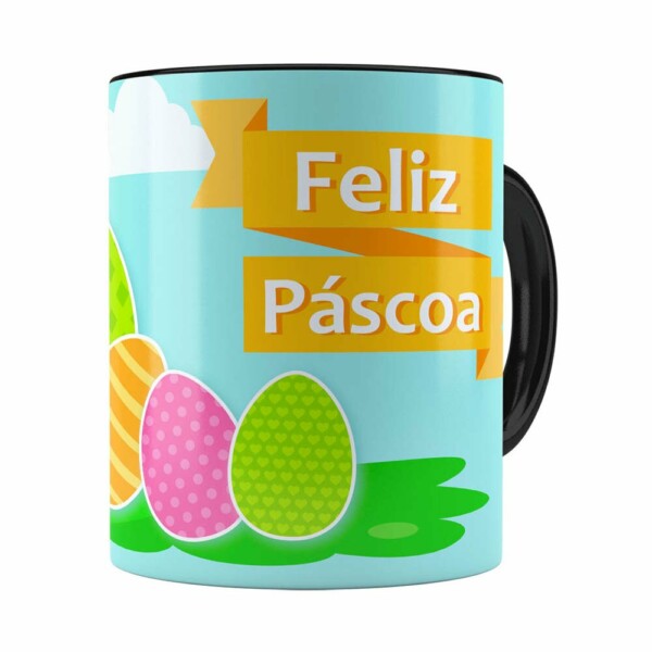 Caneca Feliz Páscoa V03 Preta