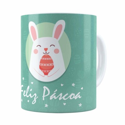 Caneca Feliz Páscoa V06 Branca