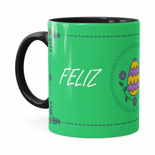 Caneca Feliz Páscoa V07 Preta