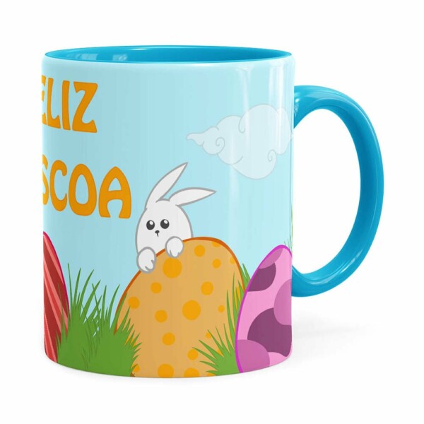 Caneca Feliz Páscoa V08 Azul Claro
