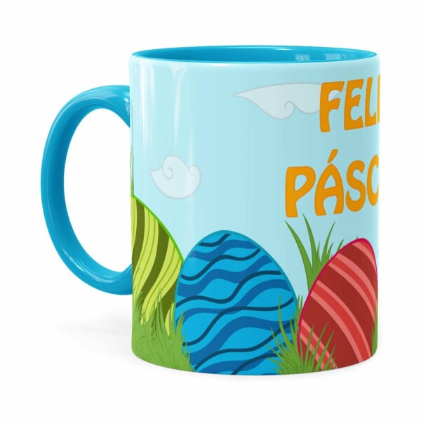 Caneca Feliz Páscoa V08 Azul Claro