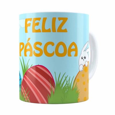 Caneca Feliz Páscoa V08 Branca