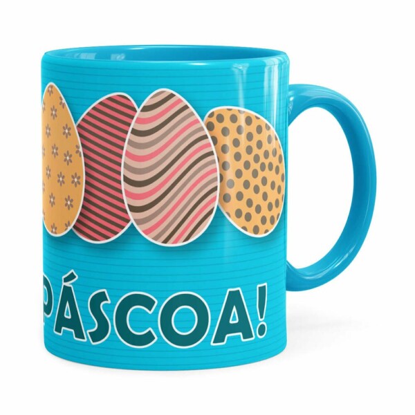 Caneca Feliz Páscoa V09 Azul Claro