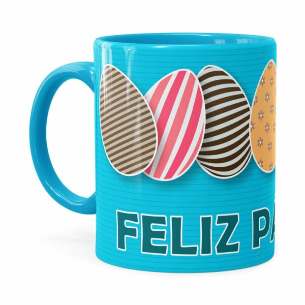 Caneca Feliz Páscoa V09 Azul Claro