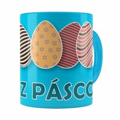 Caneca Feliz Páscoa V09 Azul Claro