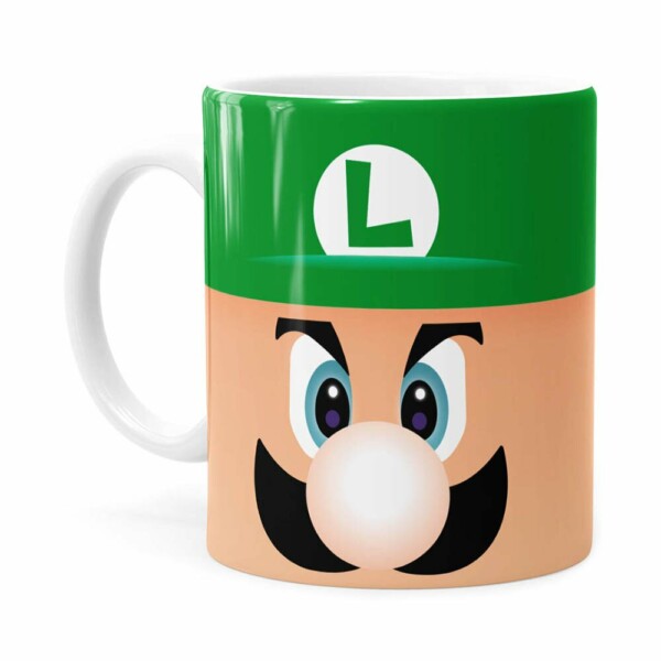 Caneca Luigi Super Mario Bros Face Branca