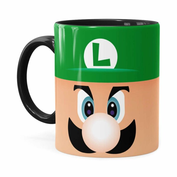 Caneca Luigi Super Mario Bros Face Preta