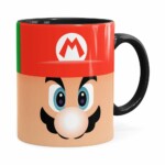 Caneca Mario E Luigi Super Mario Bros Faces Preta