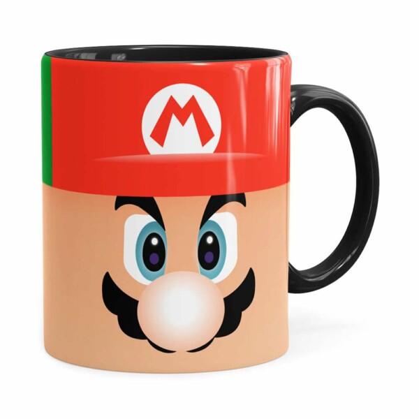 Caneca Mario E Luigi Super Mario Bros Faces Preta