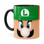 Caneca Mario E Luigi Super Mario Bros Faces Preta