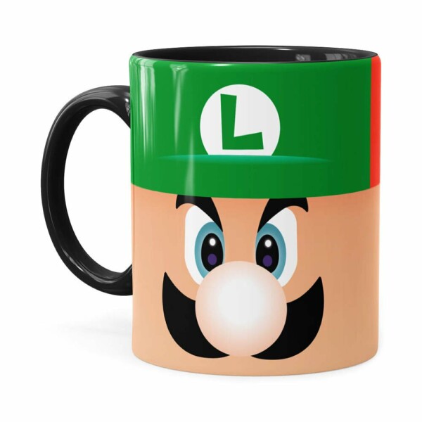 Caneca Mario E Luigi Super Mario Bros Faces Preta