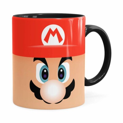 Caneca Mario Super Mario Bros Face Preta