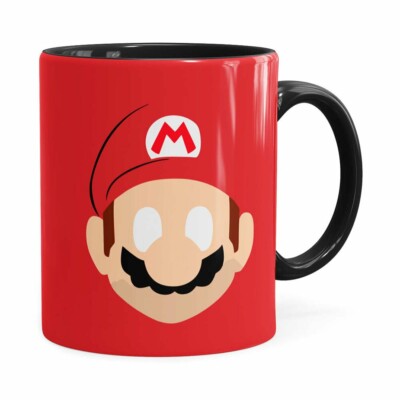 Caneca Mario Super Mario Bros Minimalista Preta