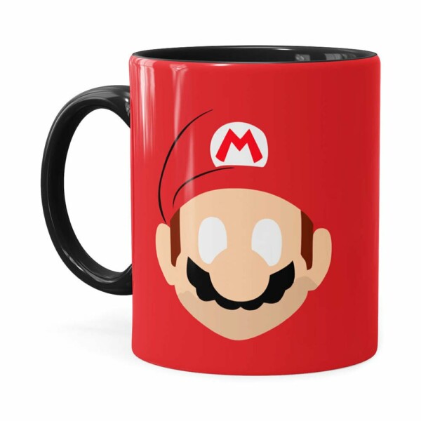 Caneca Mario Super Mario Bros Minimalista Preta