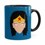 Caneca Mulher Maravilha Anime Minimalista Preta