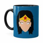 Caneca Mulher Maravilha Anime Minimalista Preta