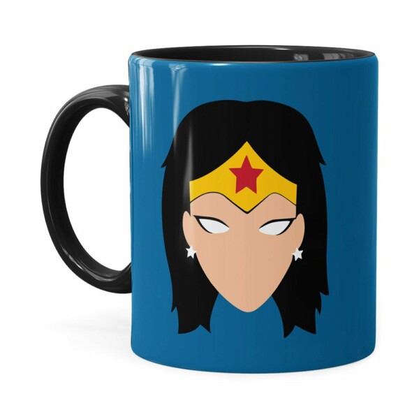 Caneca Mulher Maravilha Anime Minimalista Preta