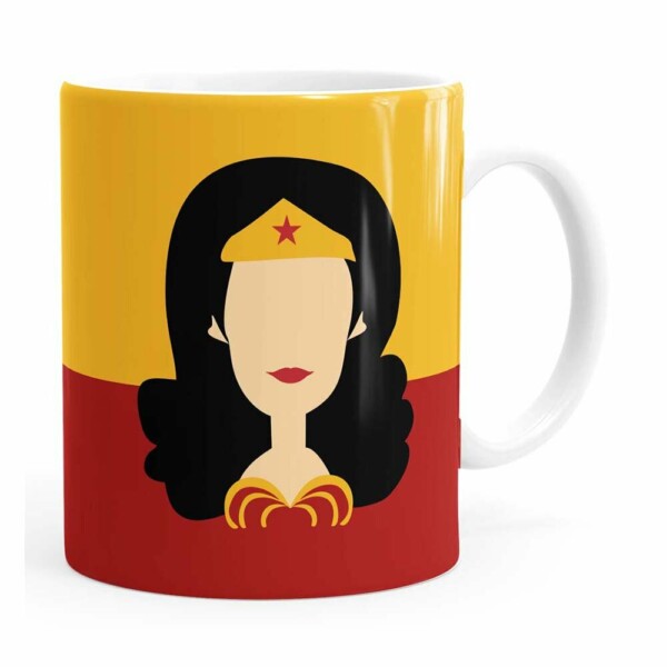 Caneca Mulher Maravilha Minimalista Branca