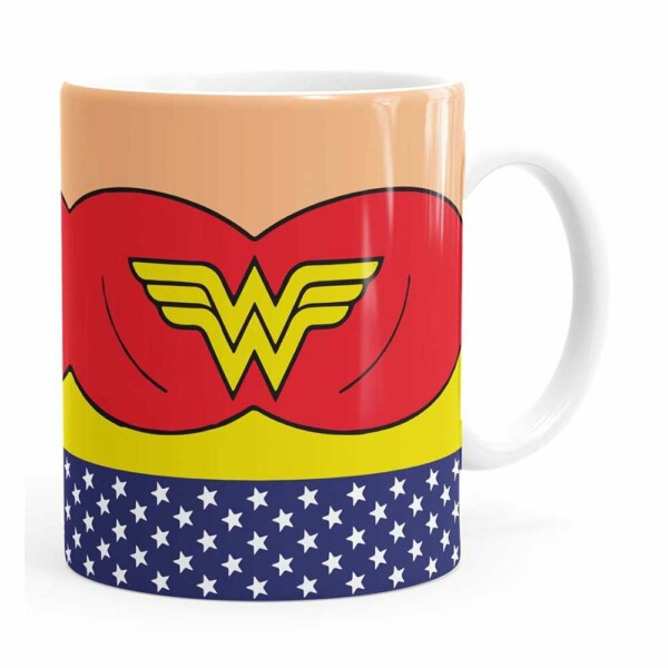 Caneca Mulher Maravilha Uniforme Branca