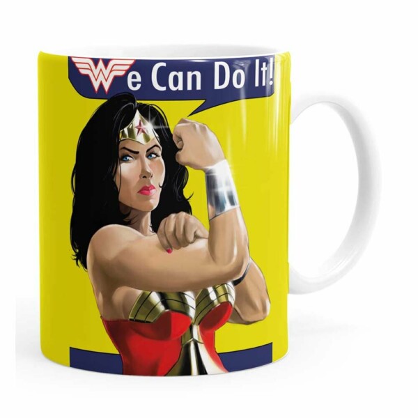 Caneca Mulher Maravilha We Can Do It! Branca