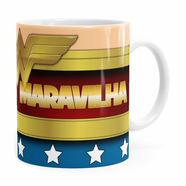 Caneca Personalizada Mulher Maravilha Com Nome Branca