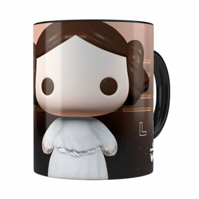 Caneca Princesa Leia 3d Print Star Wars Preta