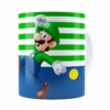 Caneca Super Mario Bros Luigi Pulando Branca
