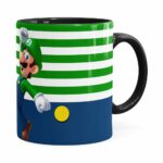 Caneca Super Mario Bros Luigi Pulando Preta