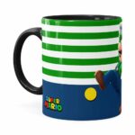 Caneca Super Mario Bros Luigi Pulando Preta