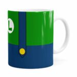 Caneca Super Mario Bros Luigi Uniforme Branca