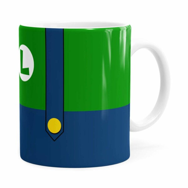 Caneca Super Mario Bros Luigi Uniforme Branca