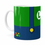 Caneca Super Mario Bros Luigi Uniforme Branca