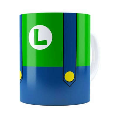 Caneca Super Mario Bros Luigi Uniforme Branca