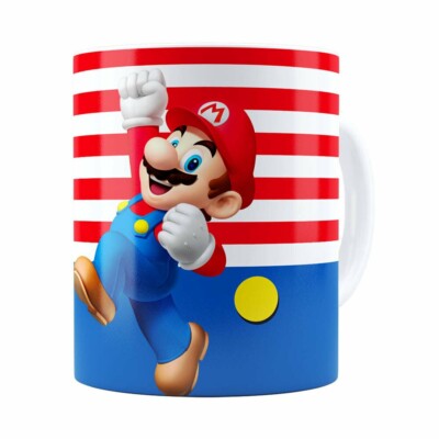 Caneca Super Mario Bros Mário Pulando Branca