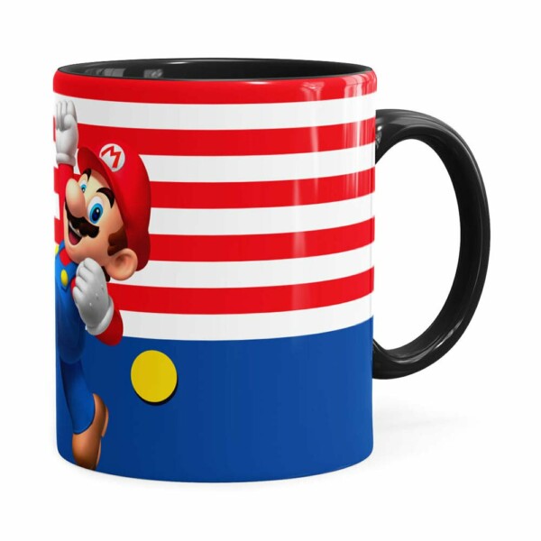 Caneca Super Mario Bros Mario Pulando Preta