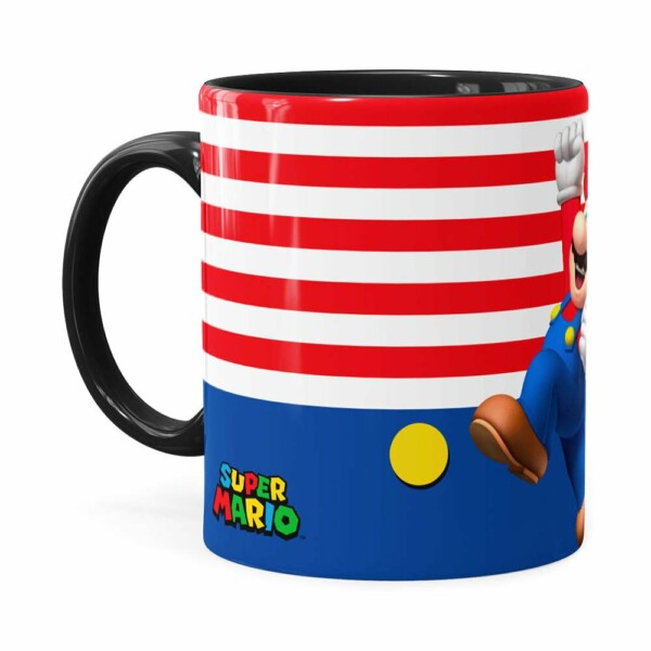 Caneca Super Mario Bros Mario Pulando Preta