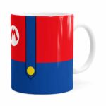 Caneca Super Mario Bros Mario Uniforme Branca