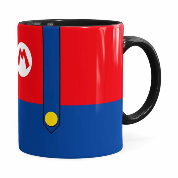 Caneca Super Mario Bros Mario Uniforme Preta