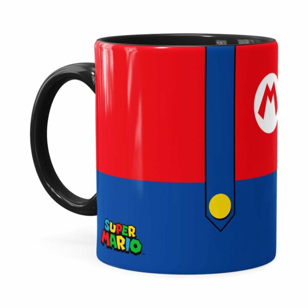 Caneca Super Mario Bros Mario Uniforme Preta