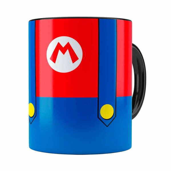 Caneca Super Mario Bros Mario Uniforme Preta