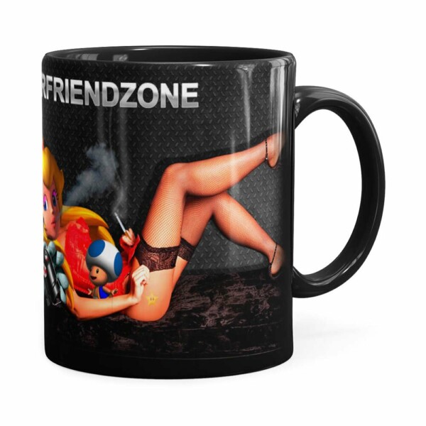 Caneca Super Mario Bros #neverfriendzone Sexy V01 Preta