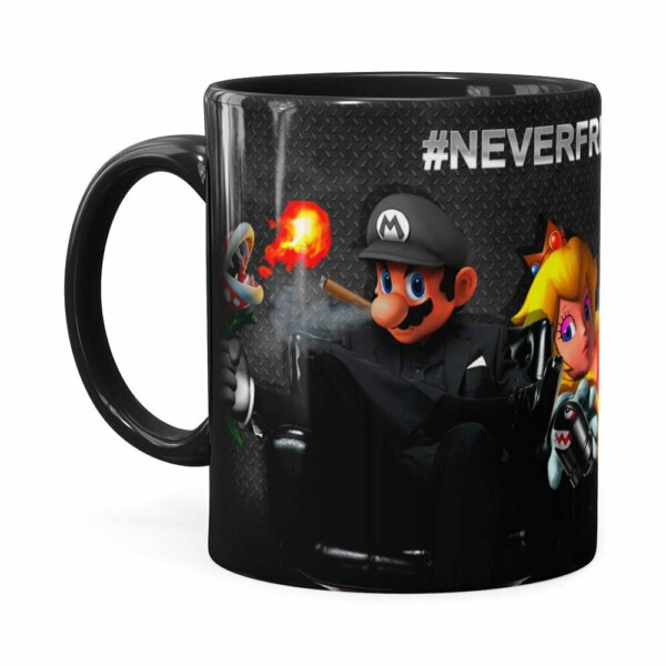 Caneca Super Mario Bros #neverfriendzone Sexy V01 Preta