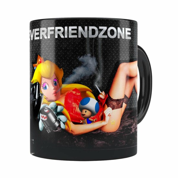 Caneca Super Mario Bros #neverfriendzone Sexy V01 Preta