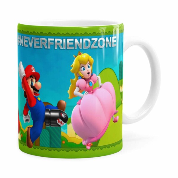 Caneca Super Mario Bros #neverfriendzone Sexy V02 Azul Claro