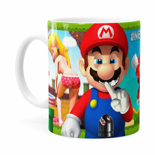 Caneca Super Mario Bros #neverfriendzone Sexy V02 Azul Claro