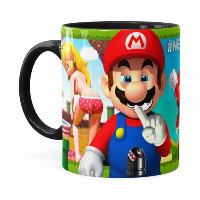 Caneca Super Mario Bros #neverfriendzone Sexy V02 Preta