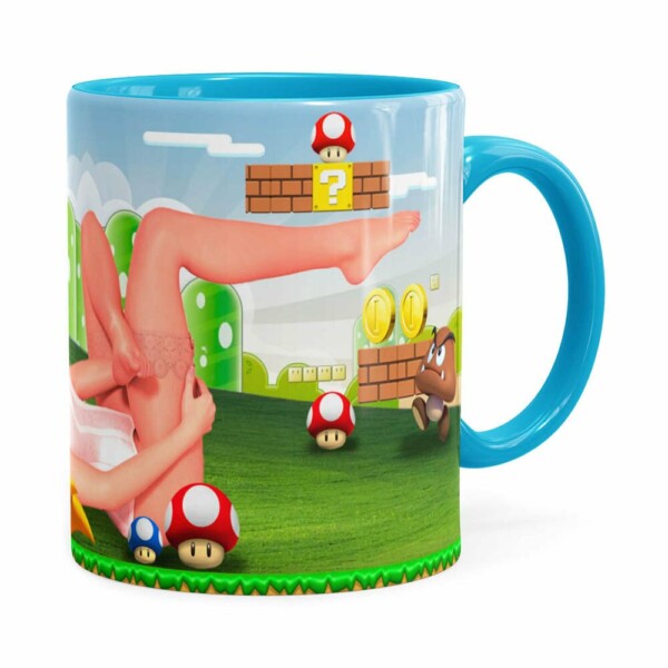 Caneca Super Mario Sexy Peach Azul Claro