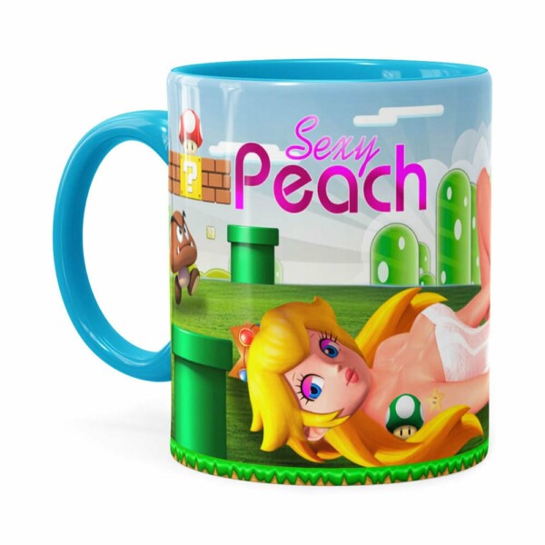 Caneca Super Mario Sexy Peach Azul Claro