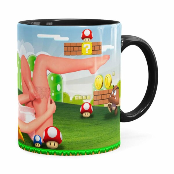 Caneca Super Mario Sexy Peach Preta