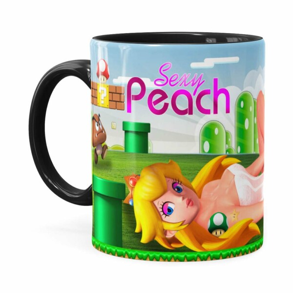 Caneca Super Mario Sexy Peach Preta